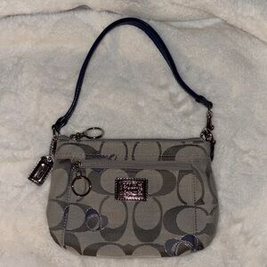 Excellent Condition Coach Poppy Gray with Blue Signature Small Bag
